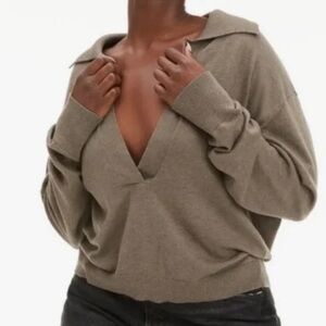 Good American Collared Henley Sweater 0/00